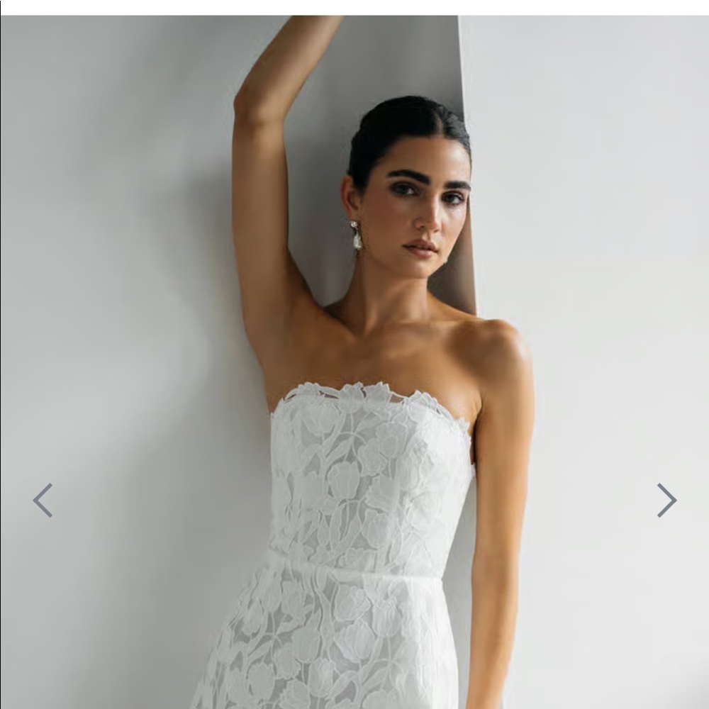 Jenny Yoo Strapless White Lace Mini Dress - Picture 3 of 9